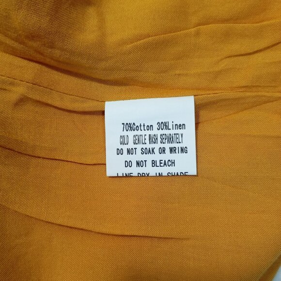 Selfie Leslie Midi Dress Mustard  Spaghetti Straps Button Details Belted Waist M - Picture 8 of 13